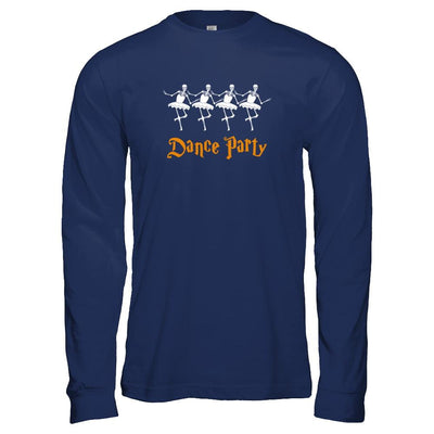 Ballet Skeleton Dance Party Happy Halloween-T-Shirt & Tank Top-Long Sleeve T-Shirt-Navy