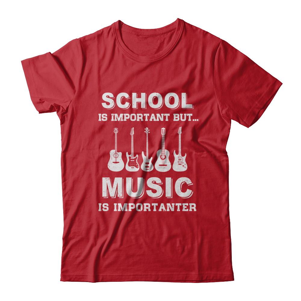 School Important Bass Guitar Player Is Importanter Gift-T-Shirt & Hoodie-Classic T-Shirt-Red