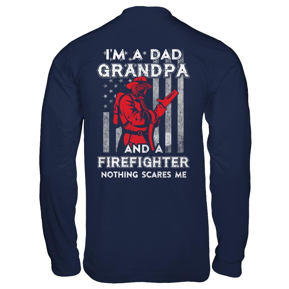 I'm A Dad Grandpa Firefighter Father's Day Gift-T-Shirt & Hoodie-Long Sleeve T-Shirt-Navy