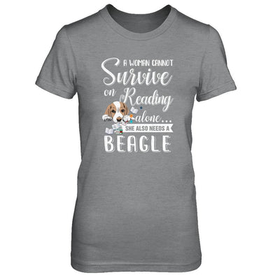 A Woman Cannot Survive On Reading Alone Beagle-T-Shirt & Tank Top-Women's T-Shirt-Sport Grey
