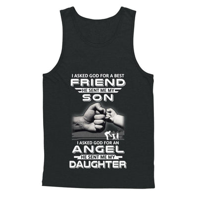 I Asked God For A Best Friend He Sent Me My Son And Angel Daughter-T-Shirt & Hoodie-Unisex Tank-Black