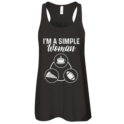 I'm A Simple Woman Coffee Pizza Football-T-Shirt & Tank Top-Women's Flowy Racerback Tank-Black