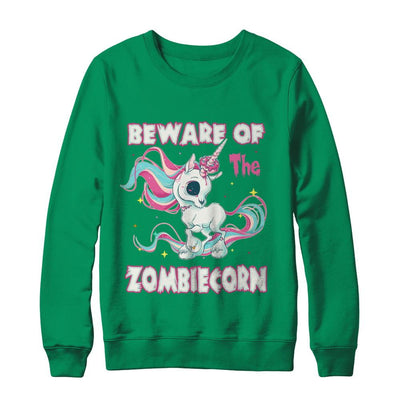 Beware Of The Zombiecorn Unicorn-T-Shirt & Sweatshirt-Crewneck Sweatshirt-Irish Green