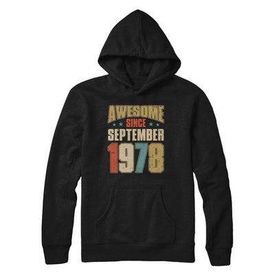 Vintage Retro Awesome Since September 1978 43th Birthday-T-Shirt & Hoodie-Pullover Hoodie-Black