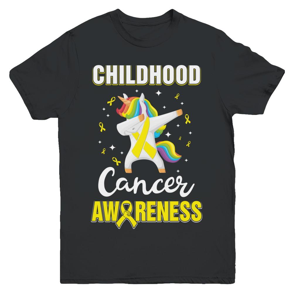 Childhood Cancer Awareness Cute Unicorn Warrior Youth-Youth Shirt-Youth T-Shirt-Black