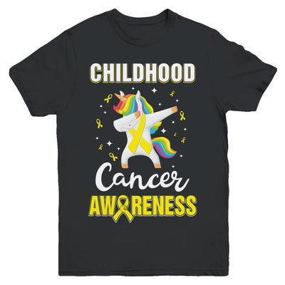 Childhood Cancer Awareness Cute Unicorn Warrior Youth-Youth Shirt-Youth T-Shirt-Black