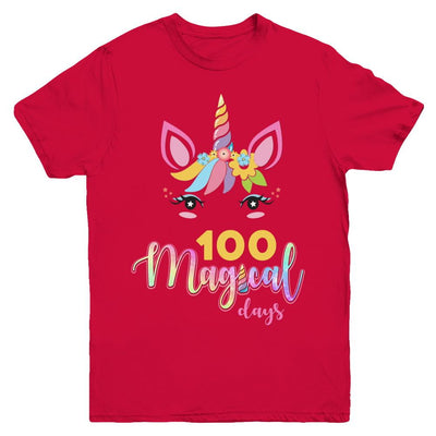 100 Magical Days Of School Unicorn Girl Gifts Youth-Youth Shirt-Youth T-Shirt-Red
