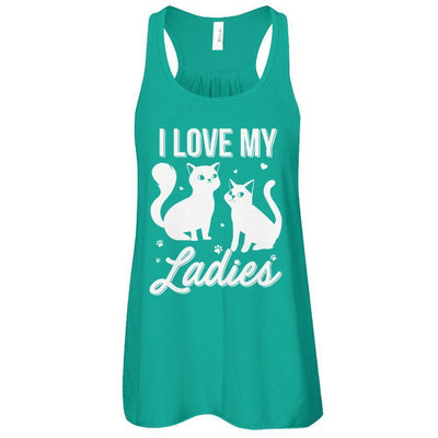 I Love My Ladies Funny Cats Lover-T-Shirt & Tank Top-Women's Flowy Racerback Tank-Kelly