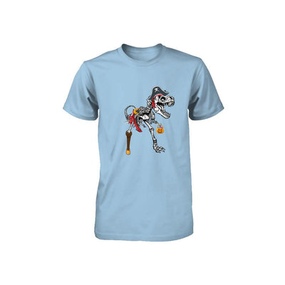 Dinosaurs T-Rex Skeleton Pirate Halloween Saurus For Kids Youth-Youth Shirt-Toddler T-Shirt-Light Blue