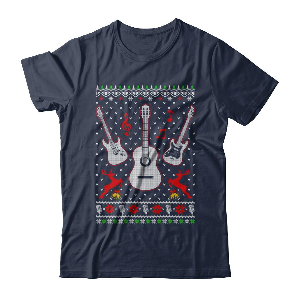 Singer Song Guitar Ugly Christmas Sweater-T-Shirt & Sweatshirt-Classic T-Shirt-Navy