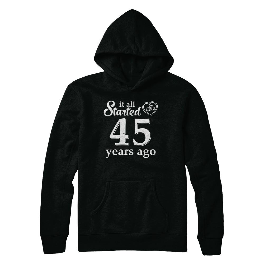 45Th Wedding Anniversary Married Couples 1976 Husband Wife-T-Shirt & Hoodie-Pullover Hoodie-Black