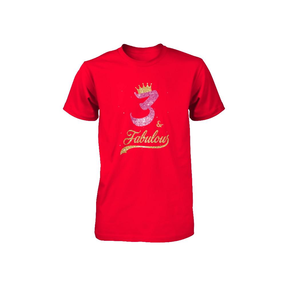 3Th And Fabulous Three Birthday Youth-Youth Shirt-Youth T-Shirt-Red