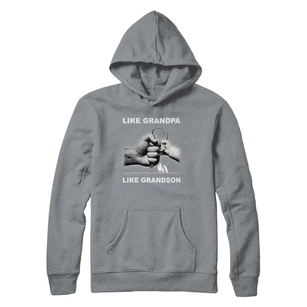 Like Grandpa Like Grandson Fishing Fish Fathers Day-T-Shirt & Hoodie-Pullover Hoodie-Light Steel