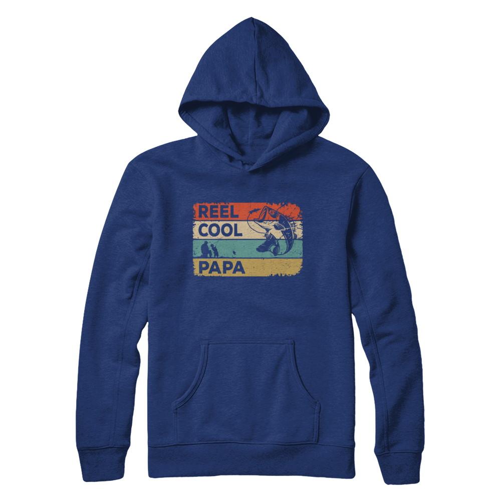 Vintage Reel Cool Papa Fish Fishing Fathers Day-T-Shirt & Hoodie-Pullover Hoodie-Deep Royal