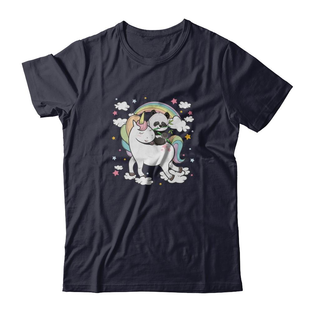 Panda Riding Unicorn-T-Shirt & Tank Top-Premium T-Shirt-Midnight Navy