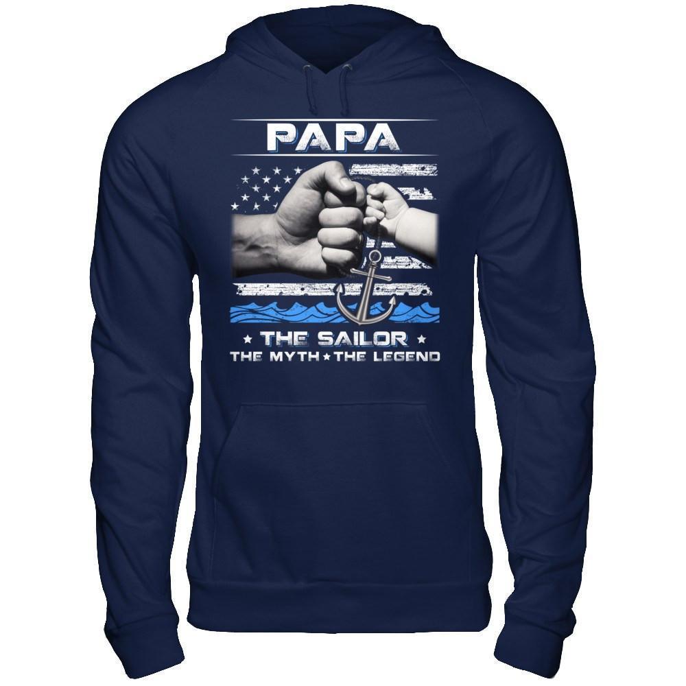 Veteran Papa The Sailor The Myth The Legend-T-Shirt & Hoodie-Pullover Hoodie-Navy