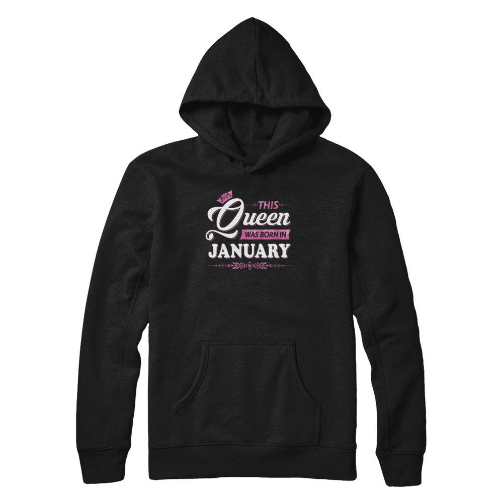 This Queen Was Born In January-T-Shirt & Tank Top-Pullover Hoodie-Black