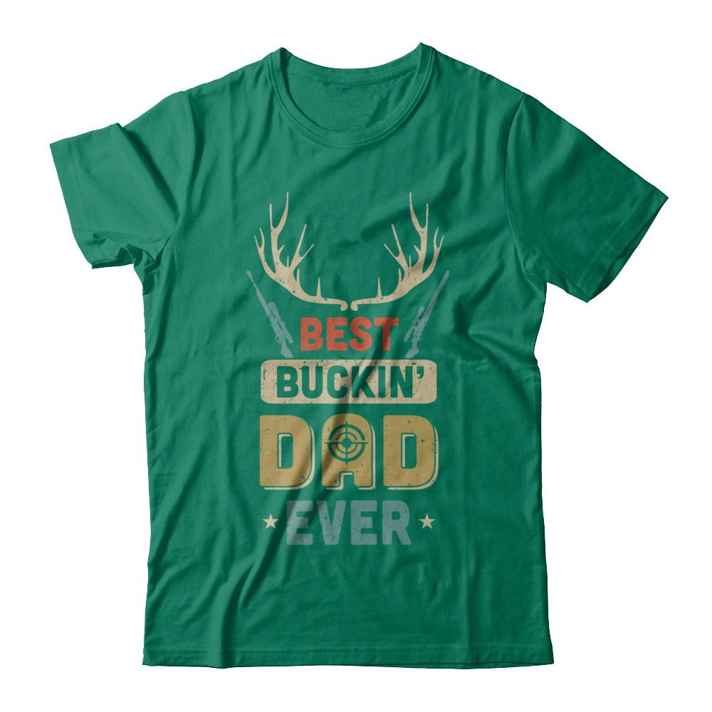 Vintage Best Buckin' Dad Ever Deer Hunting-T-Shirt & Hoodie-Classic T-Shirt-Kelly Green