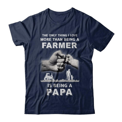 Love More Than Farmer Being A Papa Fathers Day-T-Shirt & Hoodie-Classic T-Shirt-Navy