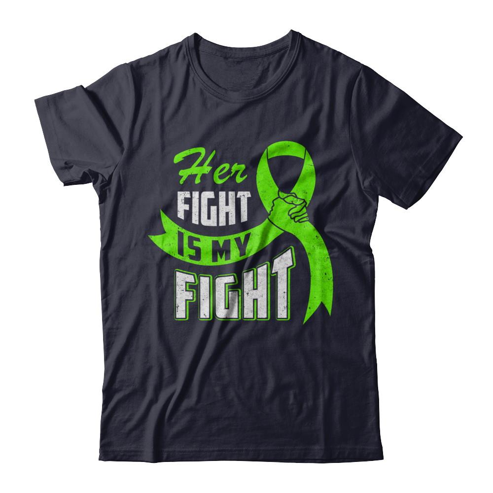 Her Fight is My Fight Liver Cancer Awareness Green Ribbon-T-Shirt & Hoodie-Premium T-Shirt-Midnight Navy