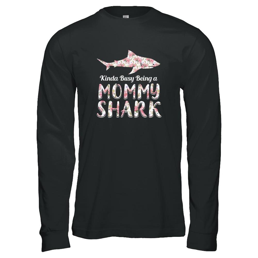 Mommy Shark Kinda Busy Being A Mommyshark-T-Shirt & Tank Top-Long Sleeve T-Shirt-Black