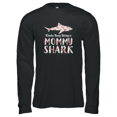 Mommy Shark Kinda Busy Being A Mommyshark-T-Shirt & Tank Top-Long Sleeve T-Shirt-Black