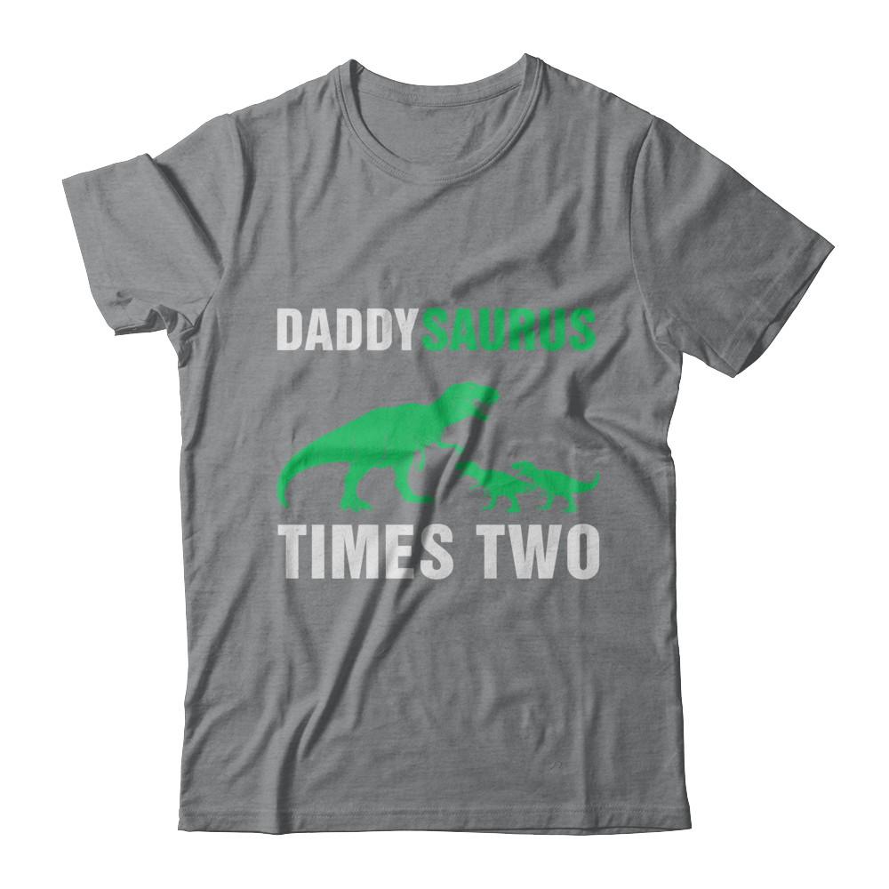 Daddysaurus Times Two Twins Fathers Day-T-Shirt & Hoodie-Classic T-Shirt-Sport Grey