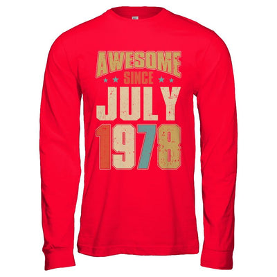 Vintage Retro Awesome Since July 1978 43th Birthday-T-Shirt & Hoodie-Long Sleeve T-Shirt-Red