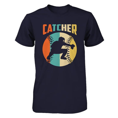 Classic Vintage Retro Style Catcher Baseball-T-Shirt & Hoodie-Premium T-Shirt-Midnight Navy