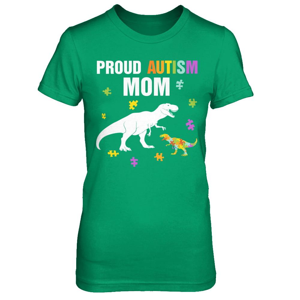 Proud Autism Mom T-Rex Dinosaur Autism Awareness-T-Shirt & Hoodie-