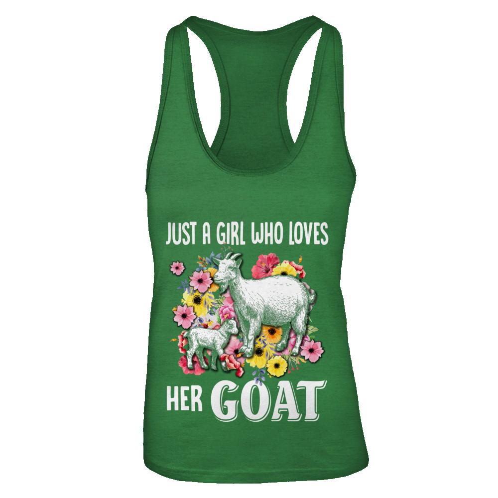 Just A Girl Who Loves Her Goat-T-Shirt & Tank Top-Women's Ideal Racerback Tank-Kelly Green