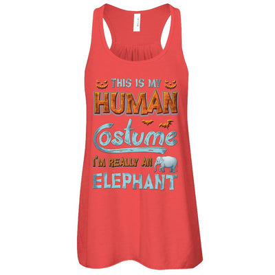 Elephant Halloween My Human Costume I'm Really An Elephant-T-Shirt & Tank Top-Women's Flowy Racerback Tank-Red