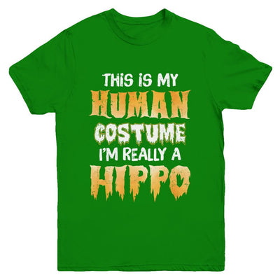 This Is My Human Costume Hippo Halloween Youth-Youth Shirt-Youth T-Shirt-Irish Green