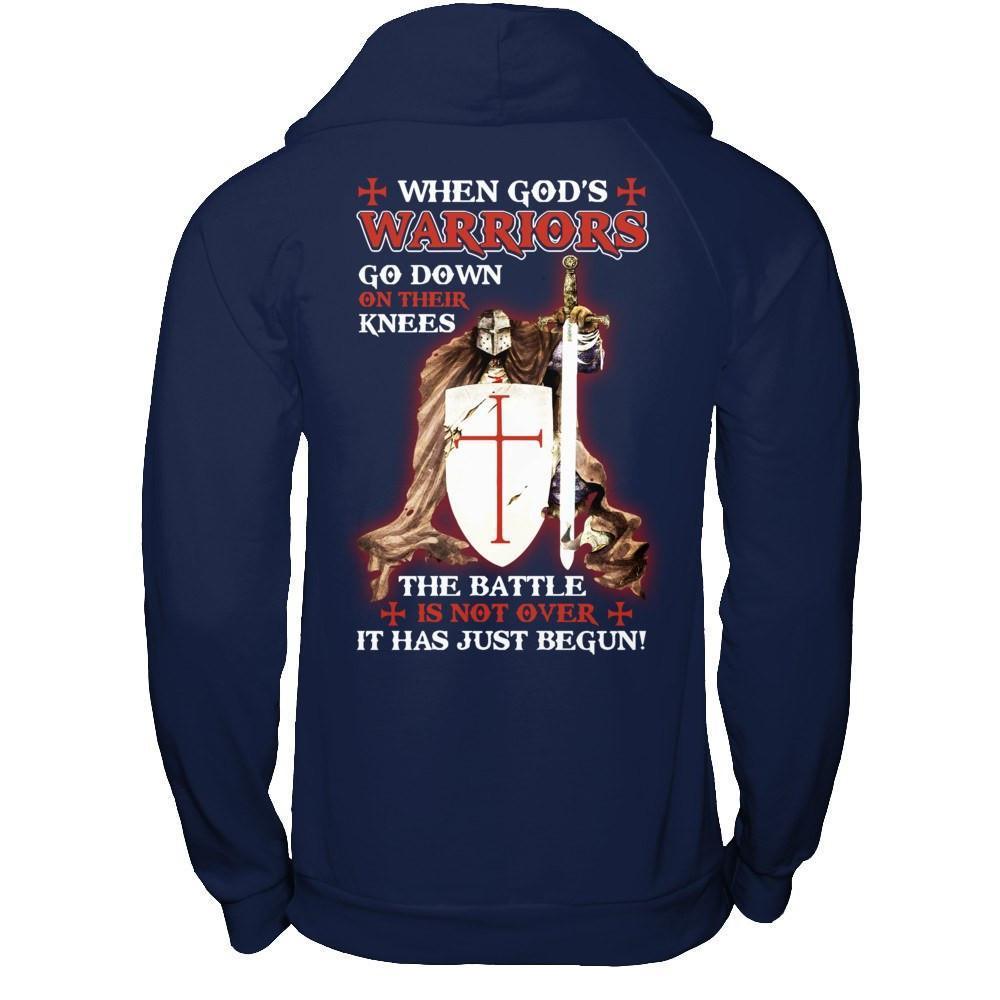 Knight Templar When God's Warriors Go Down On Their Knees-T-Shirt & Hoodie-Pullover Hoodie-Navy