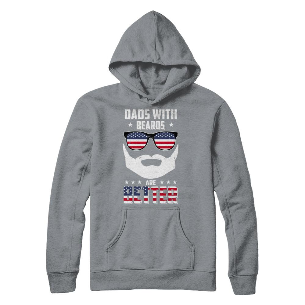 Dads With Beards Are Better American Flag Fathers Day-T-Shirt & Hoodie-Pullover Hoodie-Light Steel