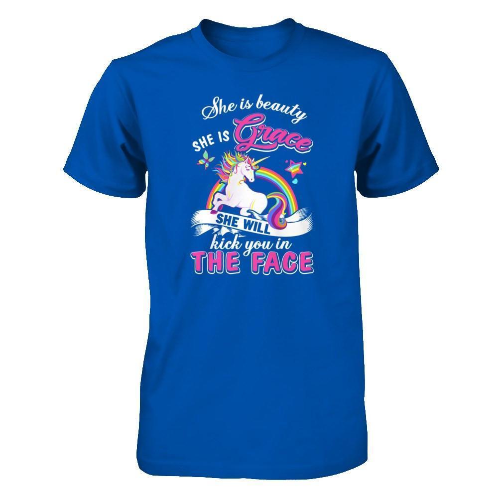 She Is Beauty She Is Grace She'll Kick You In The Face-T-Shirt & Tank Top-Premium T-Shirt-Royal