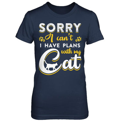 Sorry I Can't I Have Plans With My Cat-T-Shirt & Hoodie-Women's T-Shirt-Navy