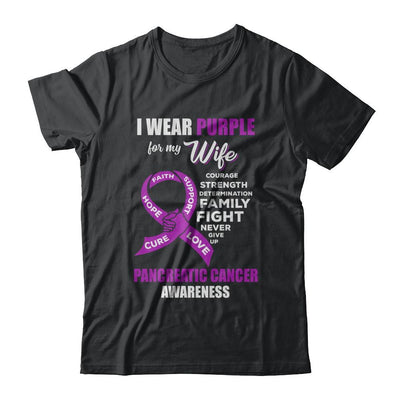 Pancreatic Cancer I Wear Purple For My Wife Husband-T-Shirt & Hoodie-Classic T-Shirt-Black