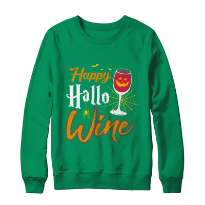 Happy Hallo Wine Funny Halloween-T-Shirt & Sweatshirt-Crewneck Sweatshirt-Irish Green