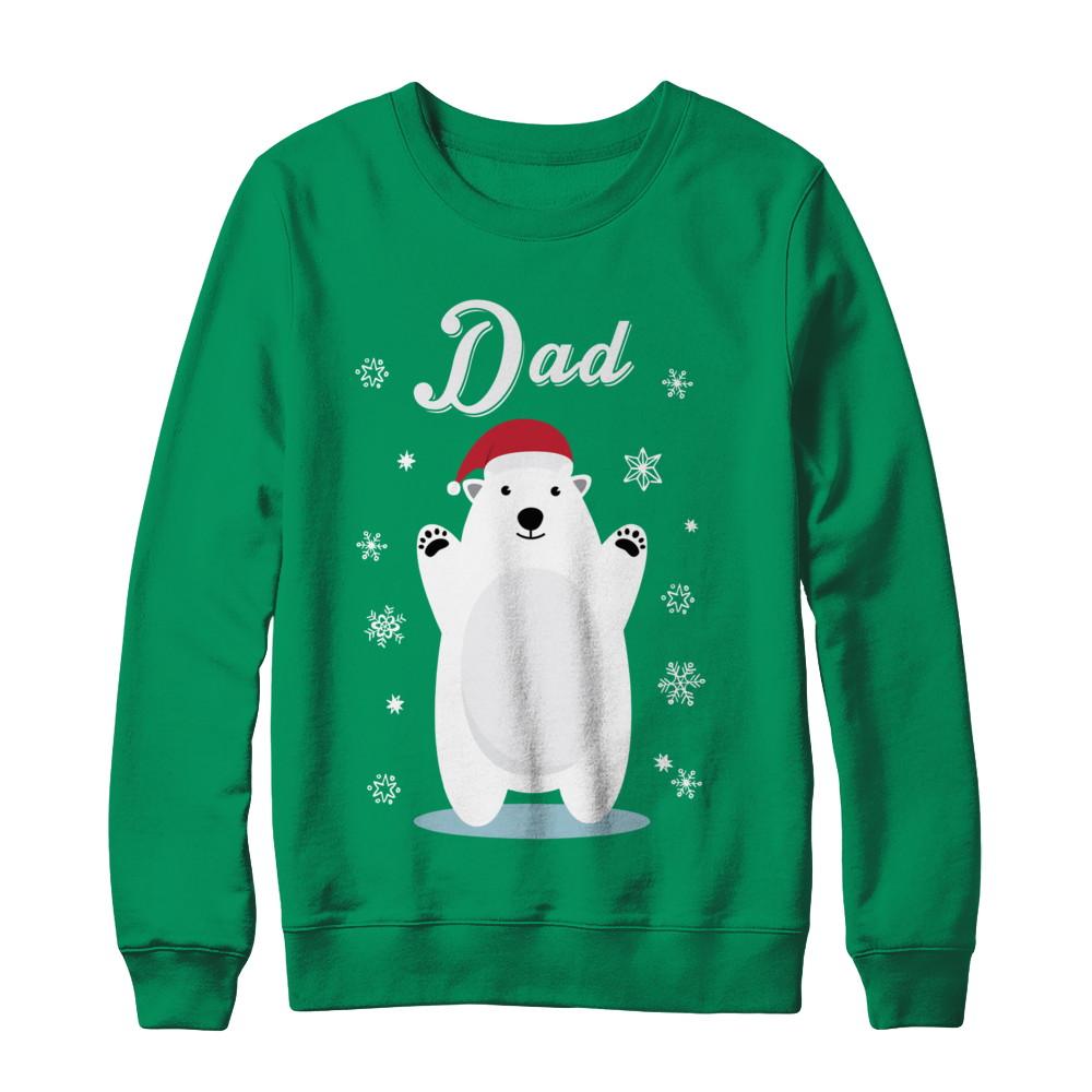 Dad Bear Christmas Santa Pajamas-T-Shirt & Sweatshirt-Crewneck Sweatshirt-Irish Green