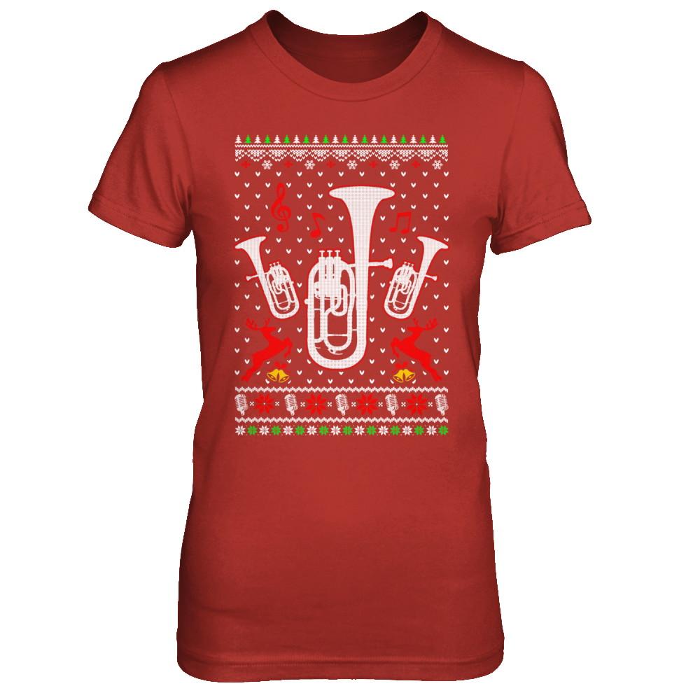 Santa Euphonium Ugly Christmas Sweater Gifts-T-Shirt & Sweatshirt-Women's T-Shirt-Red