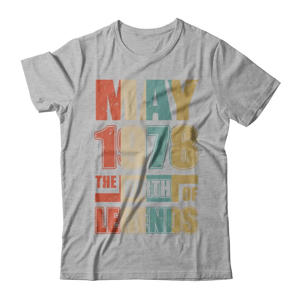 Vintage Retro May 1978 Birth Of Legends 43th Birthday-T-Shirt & Hoodie-Premium T-Shirt-Heather Gray