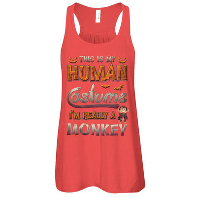 Monkey Halloween My Human Costume I'm Really A Monkey-T-Shirt & Tank Top-Women's Flowy Racerback Tank-Red