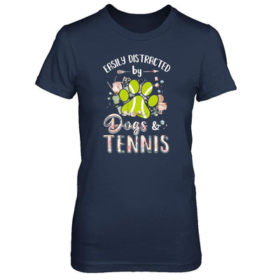 Easily Distracted By Dogs And Tennis-T-Shirt & Tank Top-Women's T-Shirt-Navy