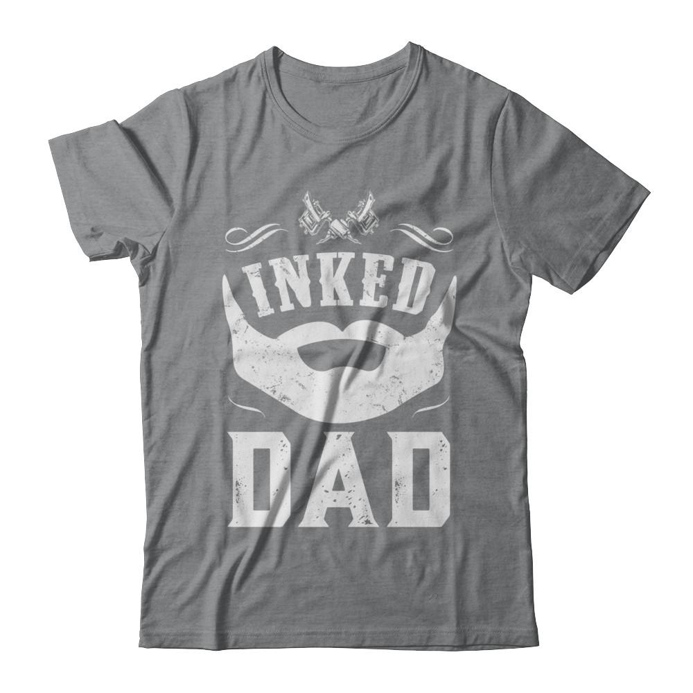 Inked Dad Bearded Man Tattooed Tattoos Fathers Day-T-Shirt & Hoodie-Classic T-Shirt-Sport Grey