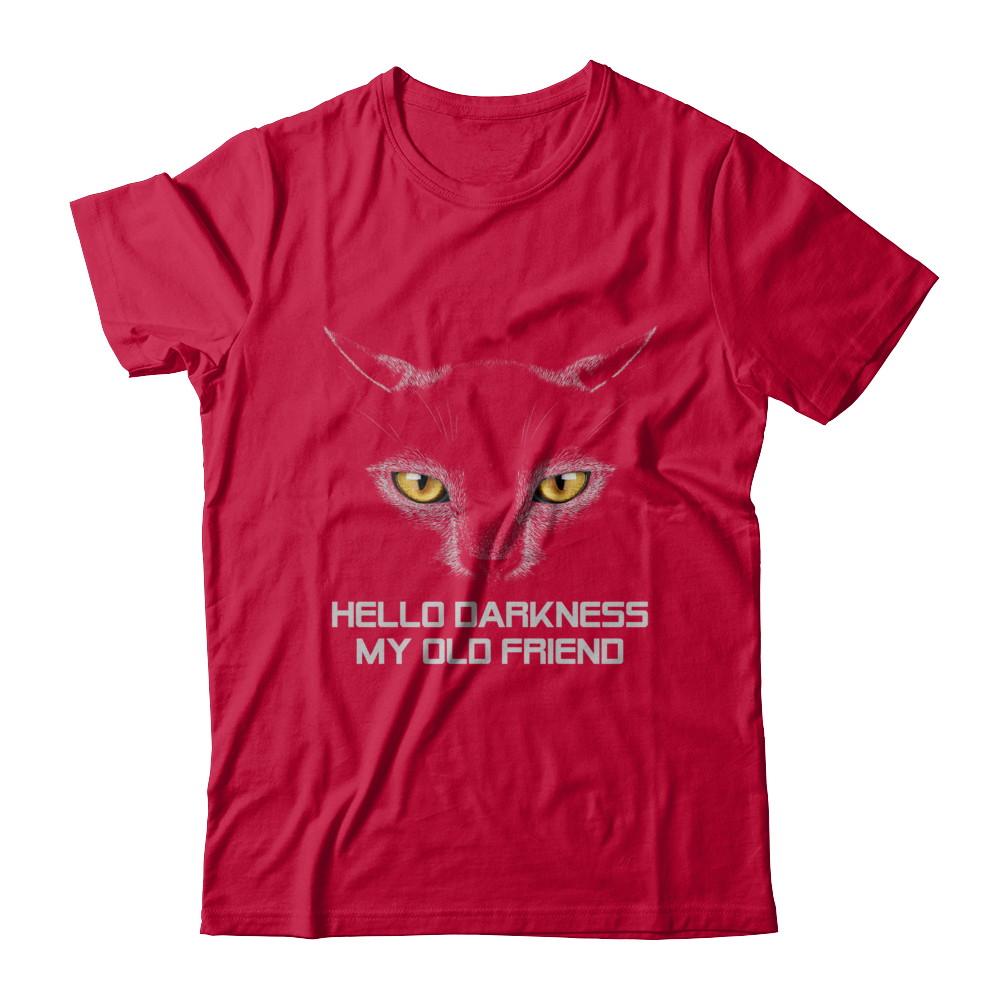 Halloween Hello Darkness My Old Friend Black Cat-T-Shirt & Hoodie-Classic T-Shirt-Red