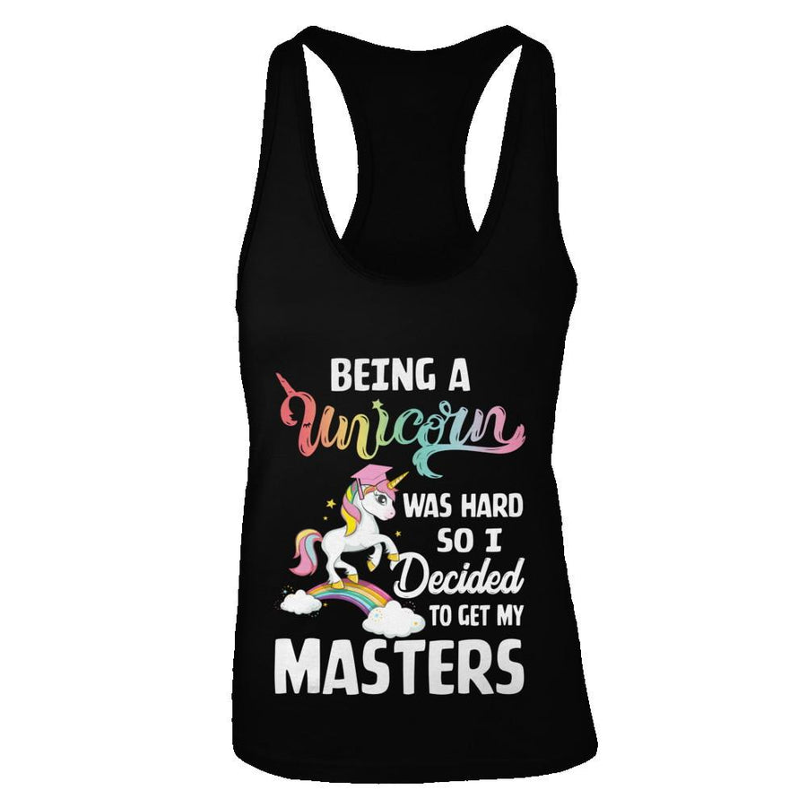 Funny Unicorn Masters Degree Graduation Graduate Gift-T-Shirt & Tank Top-Women's Ideal Racerback Tank-Black