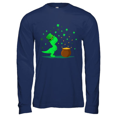 Lucky Dinosaur T-Rex St Patrick's Day Gift-T-Shirt & Hoodie-Long Sleeve T-Shirt-Navy