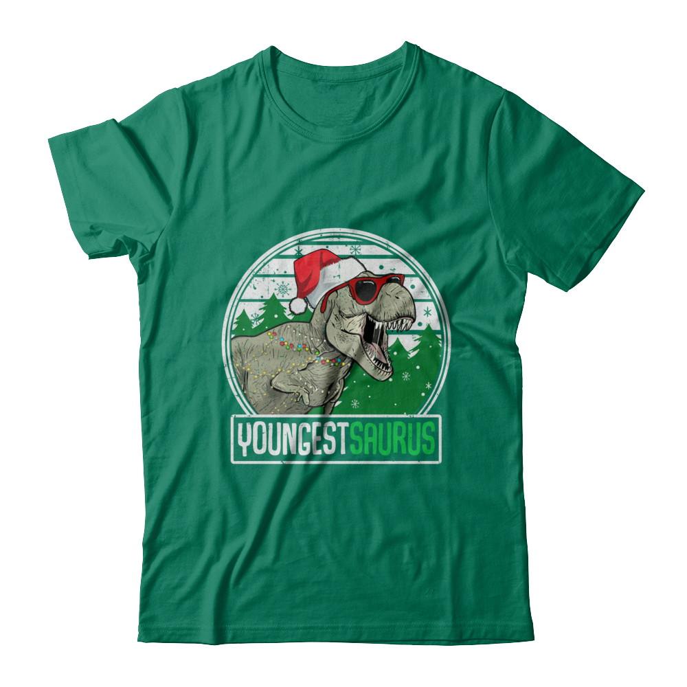 Youngestsaurus Youngest Dinosaur T-Rex Family Christmas-T-Shirt & Sweatshirt-Classic T-Shirt-Kelly Green
