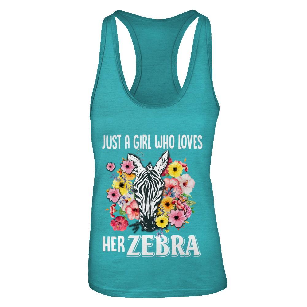 Just A Girl Who Loves Her Zebra-T-Shirt & Tank Top-Women's Ideal Racerback Tank-Tahiti Blue